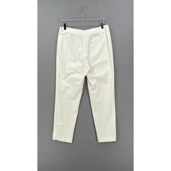 BRUNELLO CUCINELLI Pants Womens 12 Off White Cotton Blend Stretch Slim Trouser